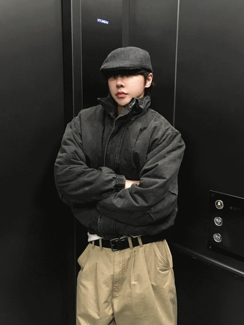 빈티지 다잉 워싱 필드 패딩 자켓 (2color)