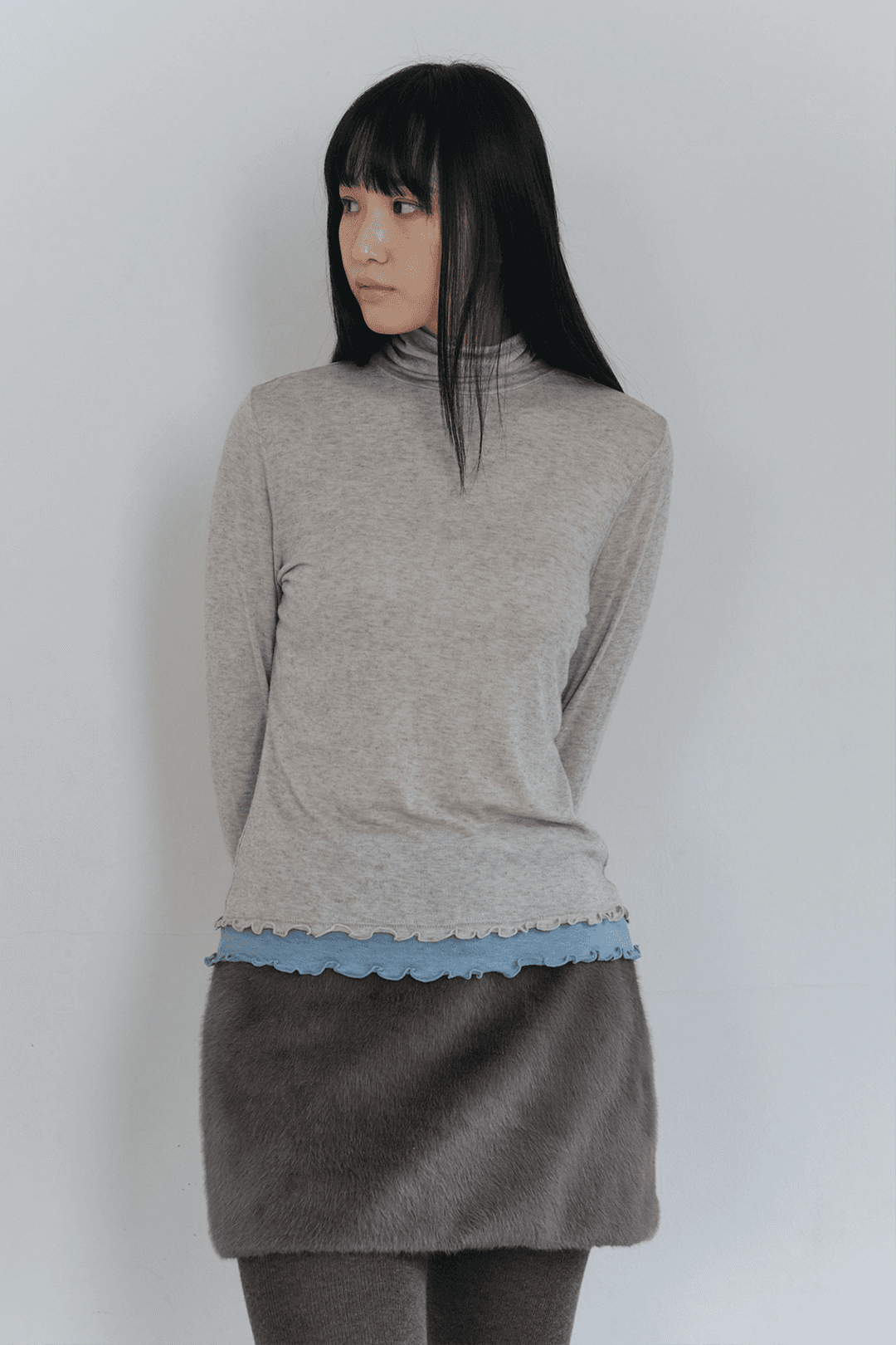 Soft Wave Hem Turtleneck (2colors)_Oatmeal