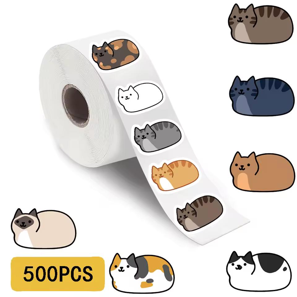 500PCS Kawaii 만화 고양이 Tuo Tuo 롤 스티커 스케이트 보드 노트북 수하물 스케이트 보드 전화 선물 방수 전화 귀여운 스티커