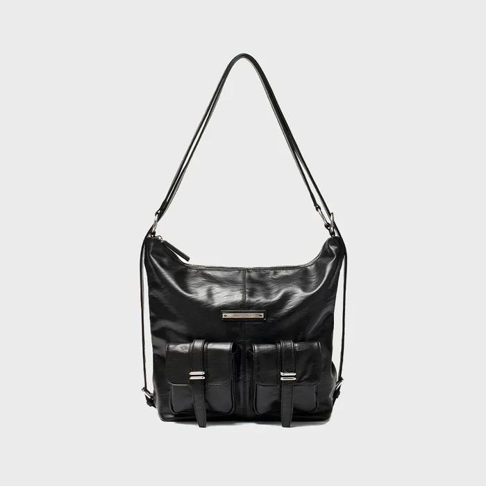 DOUBLE POCKET TWO WAY BAG IN BLACK