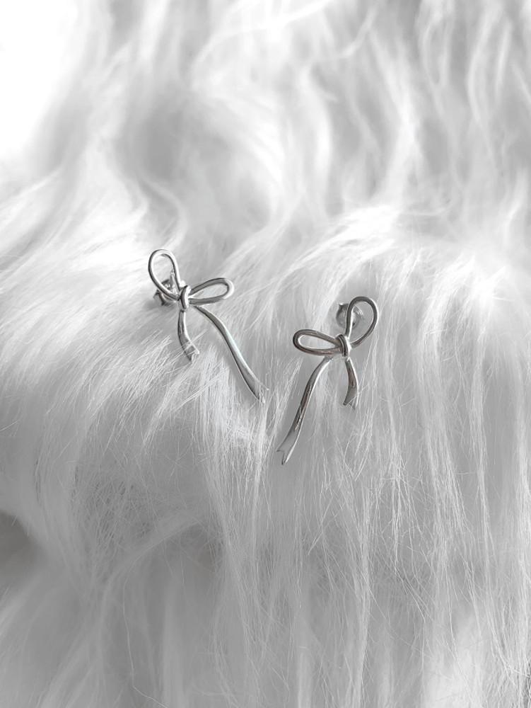 (silver925) ribbon drop earring 드롭 귀걸이 리본 귀걸이