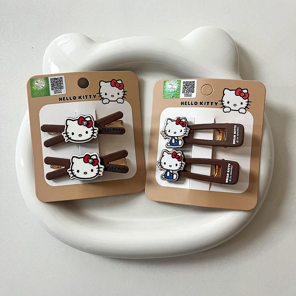 [2P SET] 산리오 헬로키티 브라운 헤어핀 포인트 유니크 머리핀