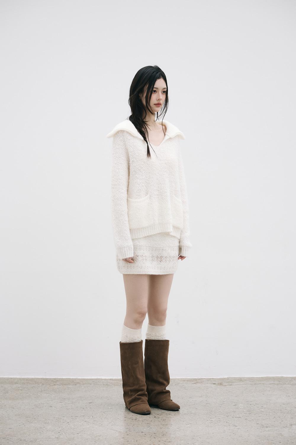 벨몽 자수 스커트 아이보리