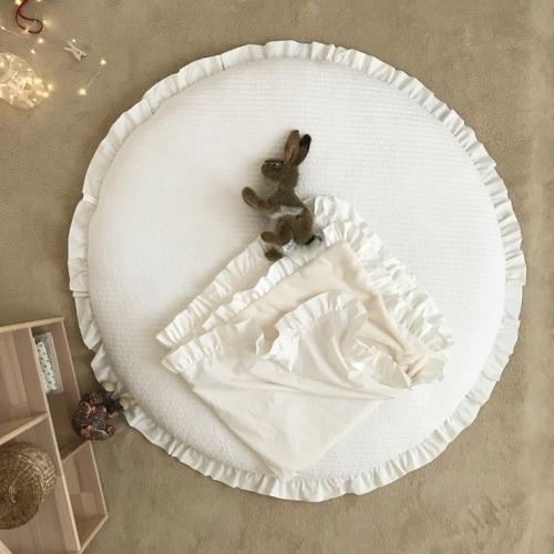 동그란 양면 매트 / 밀크(프릴)