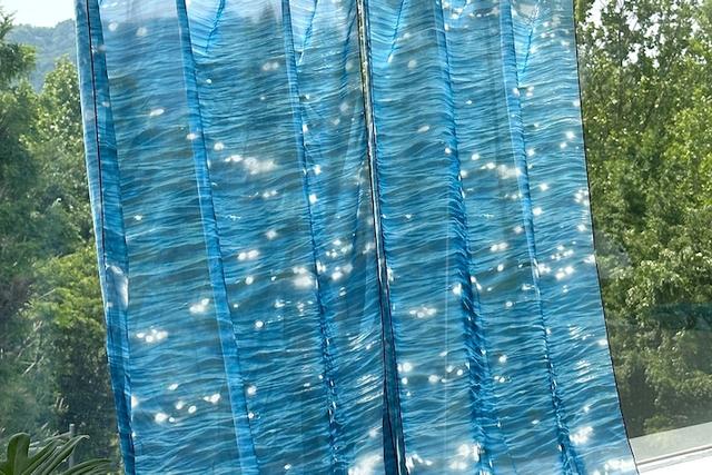 감성 쉬폰 패브릭 포스터 풍경 가리개 커튼 3size_blue ripple