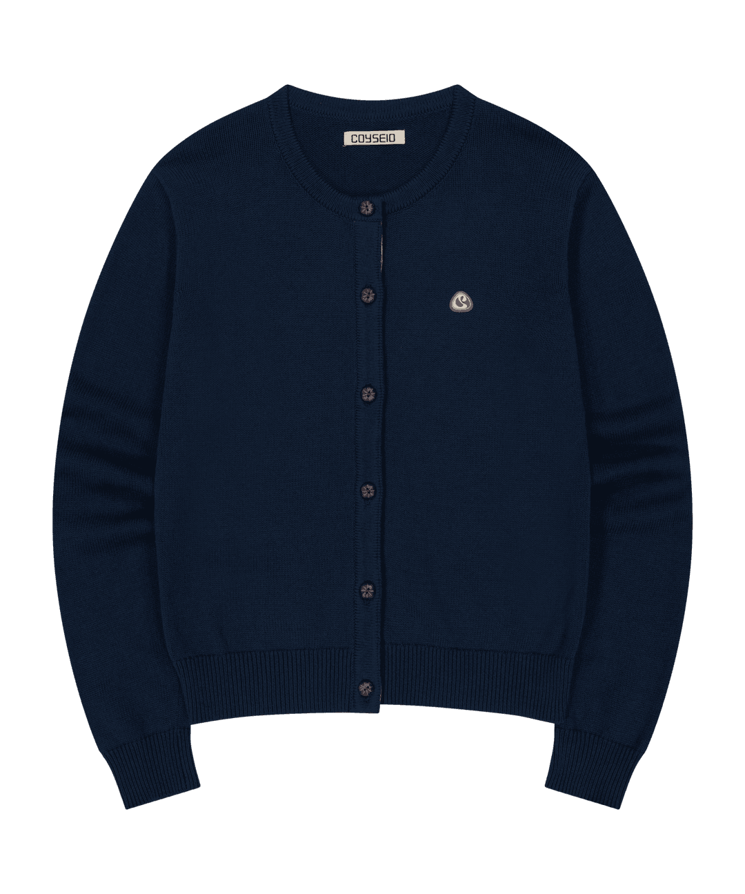 FLOWER PLACKET CARDIGAN NAVY