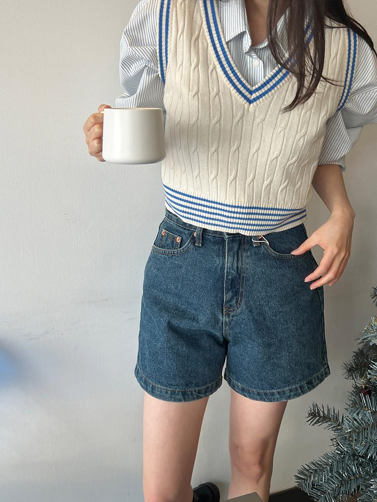 몬태나 진청 4부 청반바지 / Wruf