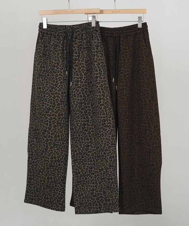 반셀 레오파드 와이드 밴딩 바지 호피바지 밴딩팬츠 편한바지 밴딩바지
