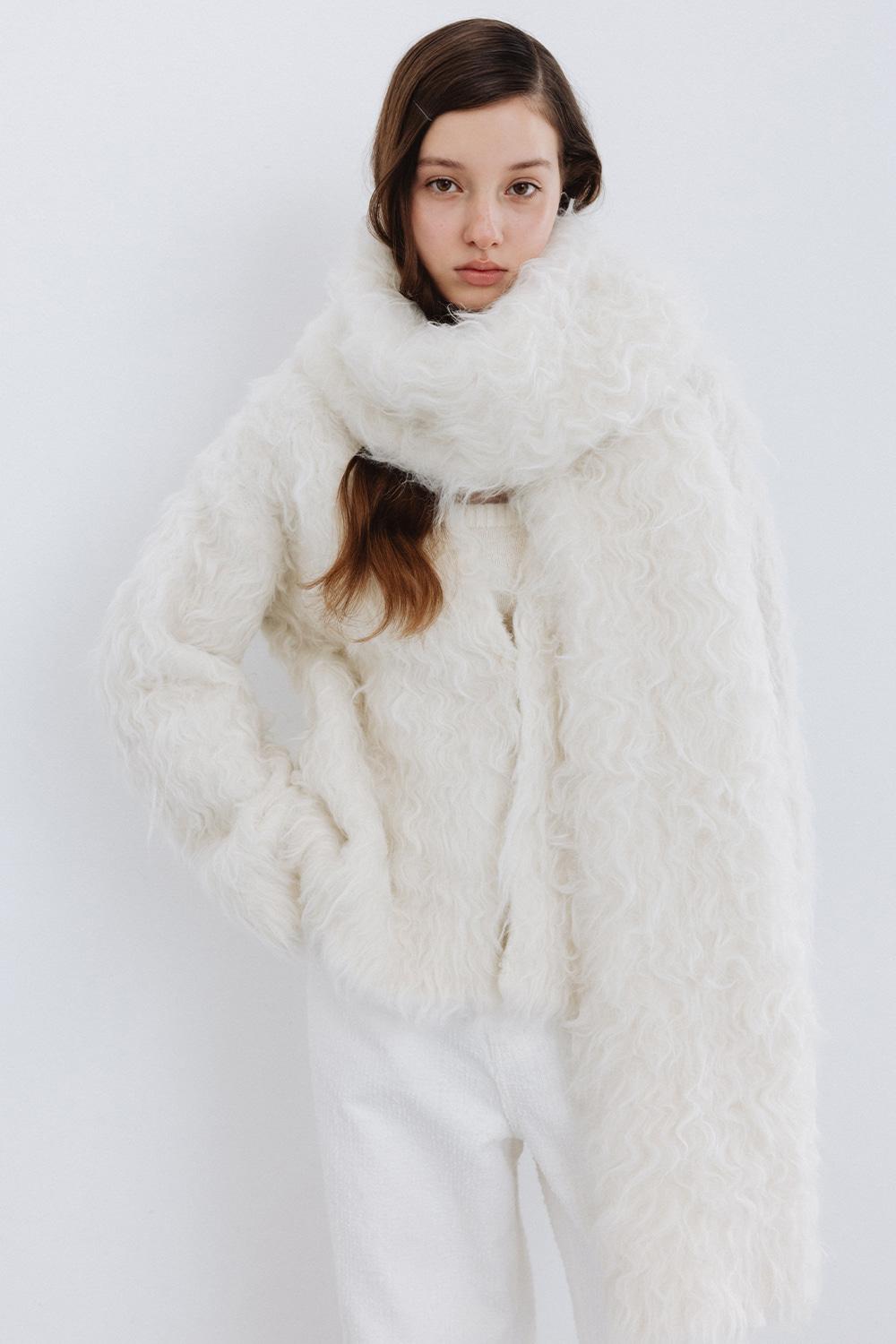 WAVY FLUFF LONG HAIR WOOL MUFFLER_TT5W704IV