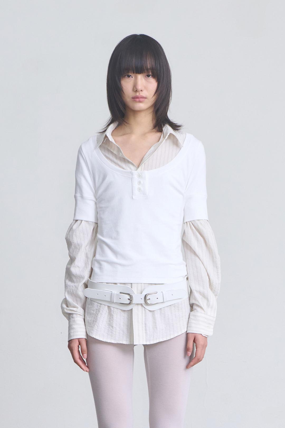 Button Scoop Neck Top _ White