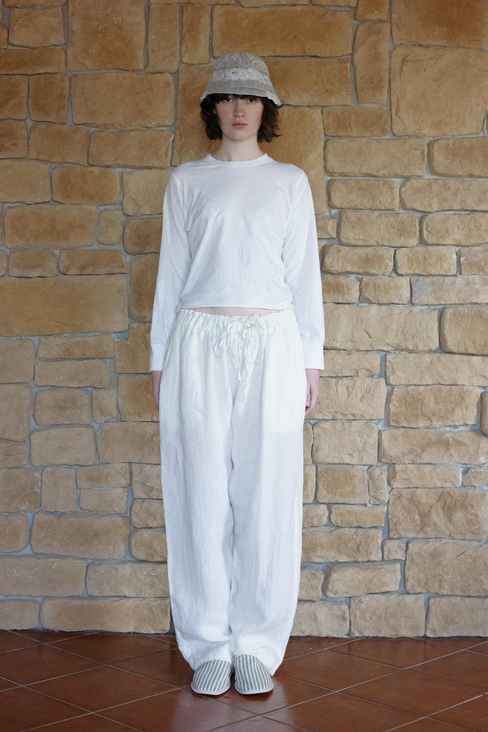 Via Linen string baggy pants (Ivory)