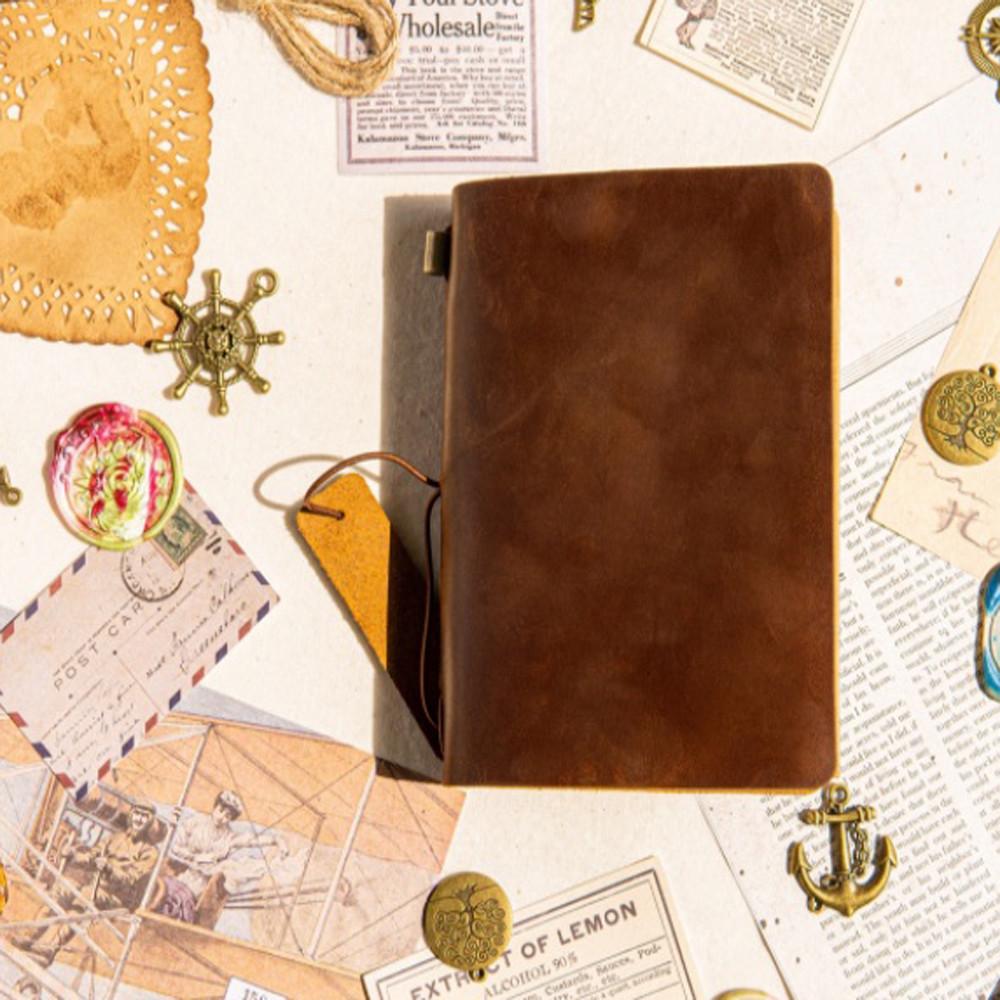 천연가죽 트래블러스 노트 다이어리 오리지널 다크브라운