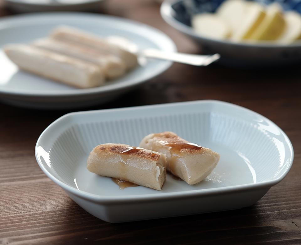 하쿠산 HAKUSAN 릴리프 오발 찬기 / 도자기 플레이트 디저트 반찬