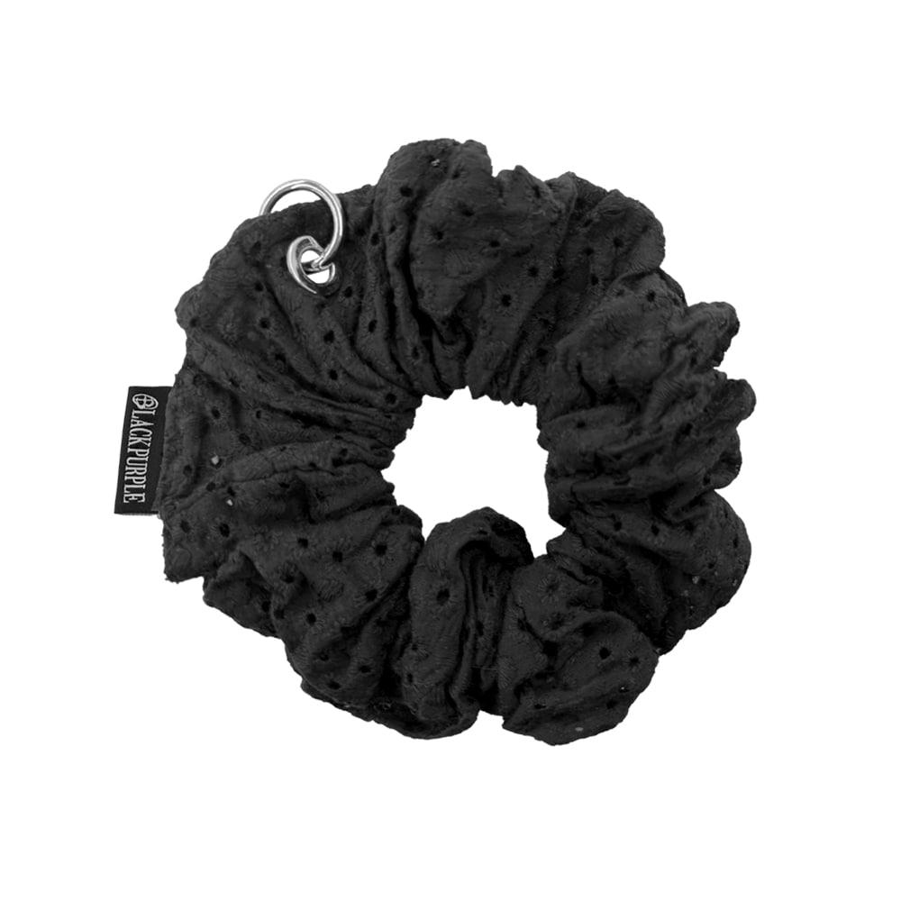 Netty Lace Eyelet Scrunchie_BLACK