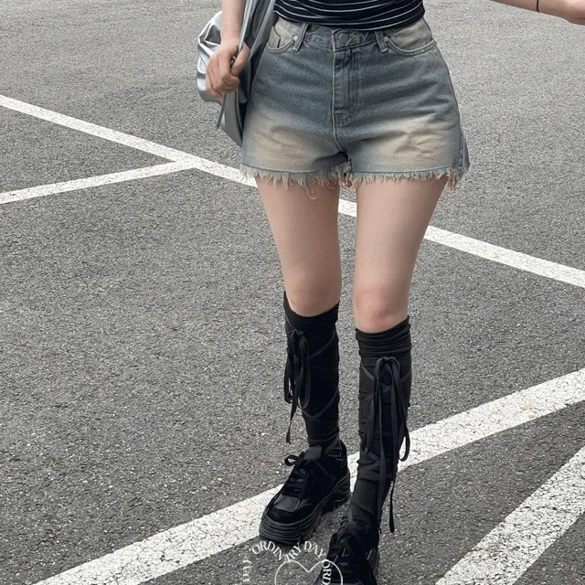 (06/16~06/23신상할인)사하 3부 빈티지 샌드 틴 데님 숏팬츠 2color