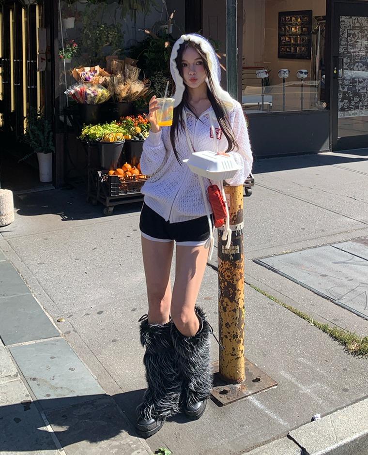 로랑 니트 후드 집업