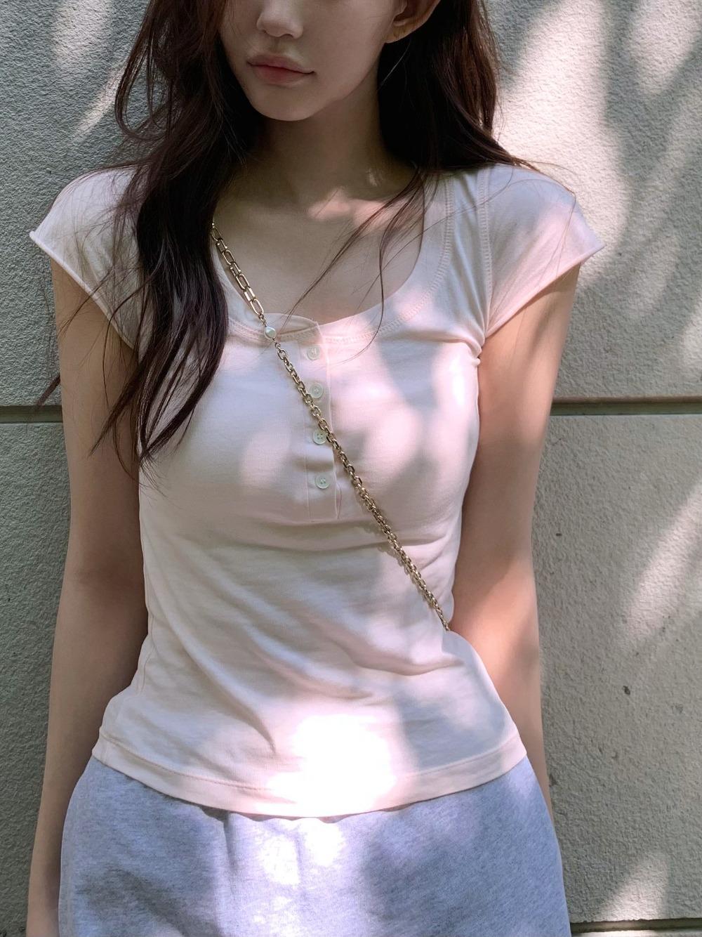 natural button tee_baby pink