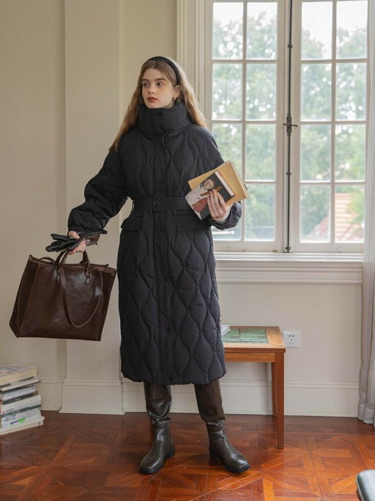 MARTHA stand collar long down padding_BLACK