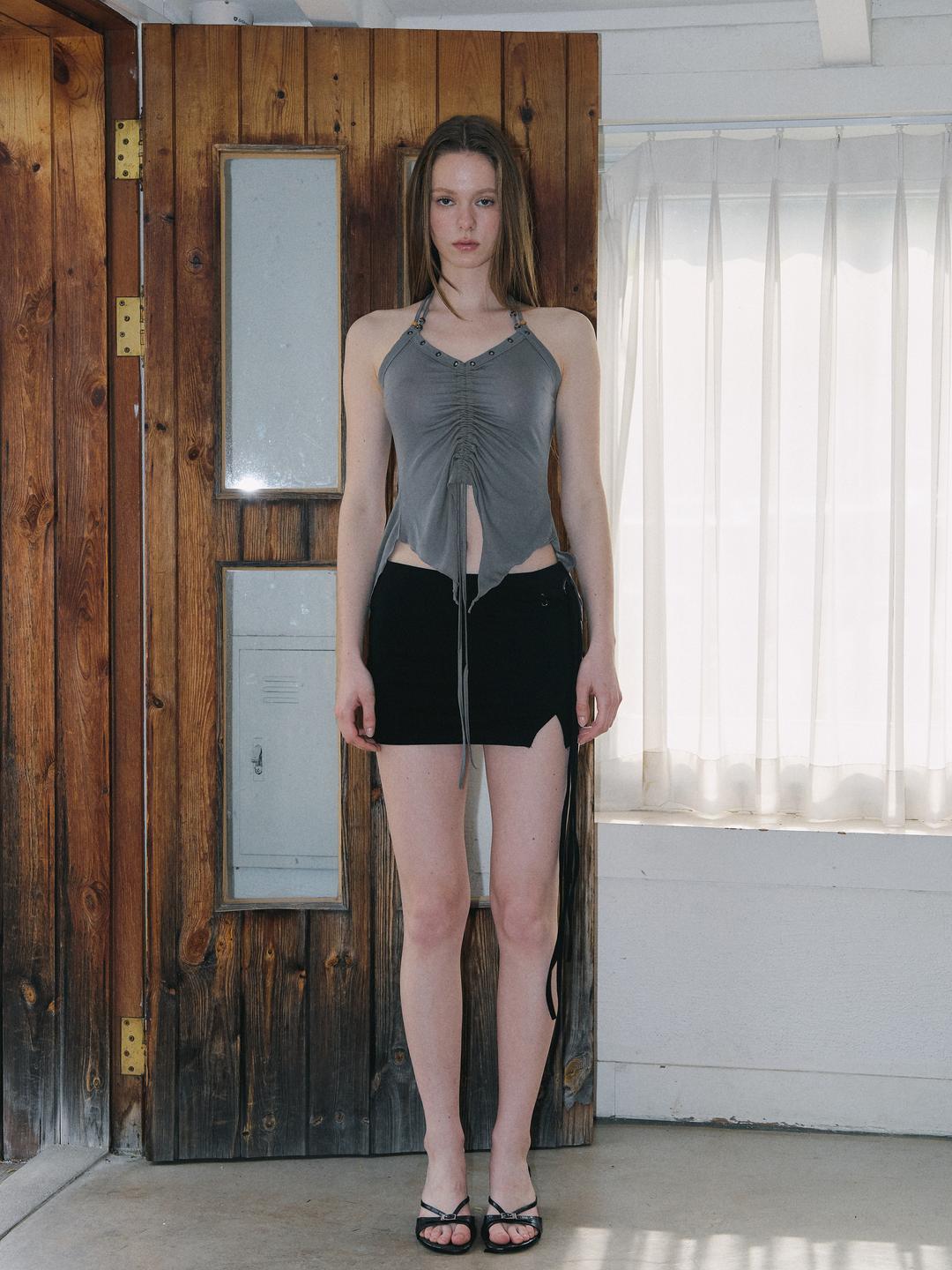 Lona Eyelet Mini Skirt (Black)