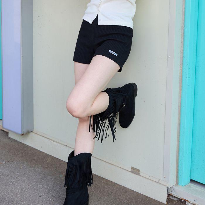 PUNCHING RIBBED SHORTS BLACK