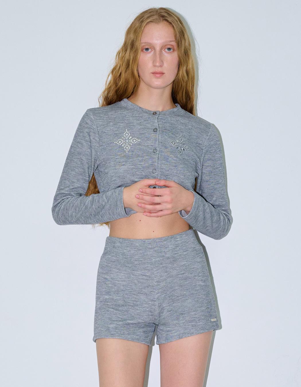 BASIC KNITTED DOLPHIN SHORTS, GREY