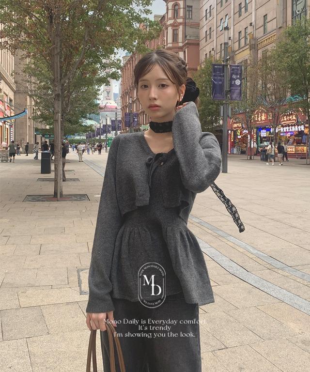 [#.New Arrival] 벨린 울 볼레로 니트 (wool 25% 니트나시, 볼레로 set)