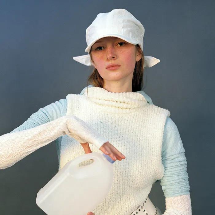 SCARF CAP_JACQUARD WHITE