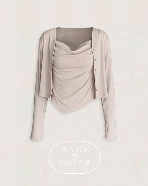 플랫퍼 [MADE][set]데이즈 드레이프 셔링 나시 + 커버핏 가디건 세트6color