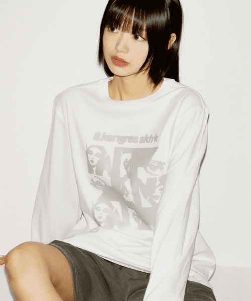 8-k Long Sleeve White Over Fit