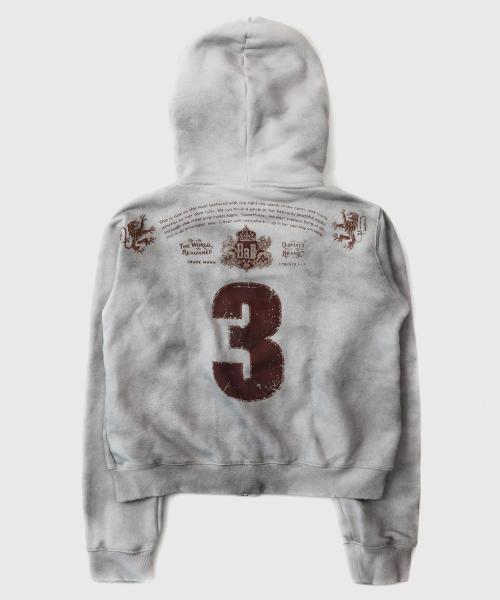 로열 클래식 디스트레스드 후드 집업 - 화이트