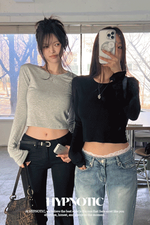 히프나틱 [MADE:자체제작]라이트 라운드 크롭 티셔츠