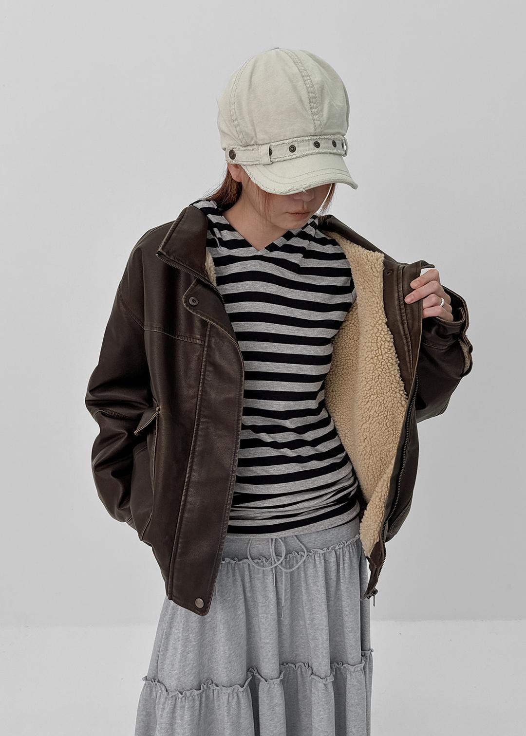 [MADE] 핀테르 레더 덤블 블루종 점퍼 *