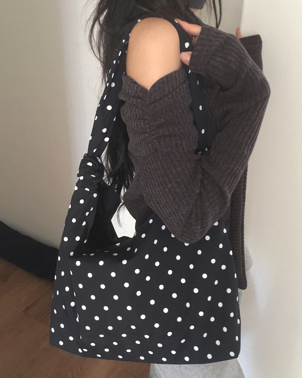 원더원더 포모 도트 땡땡이 코튼 에코백 숄더백