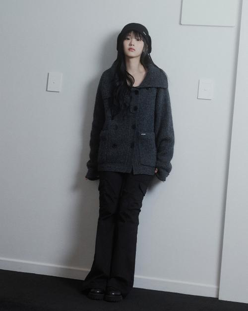 Double button bold knit CHARCOAL