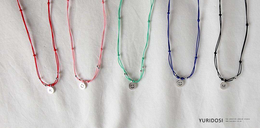 Silver Initial Disc Cord Bracelet