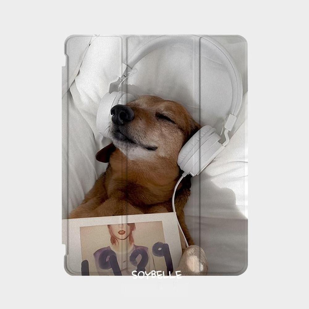 소이벨 음악감상하는 댕댕이 아이패드 케이스 펜슬 수납 아이폰 프로 파우치 꾸미기