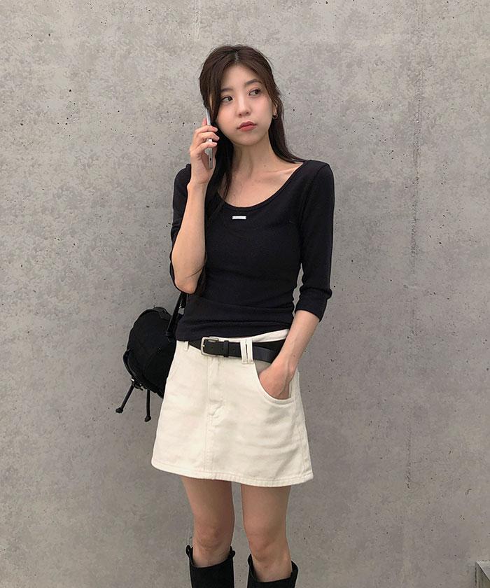 제이블린 [깔끔핏]바빠 벨트 미니 스커트