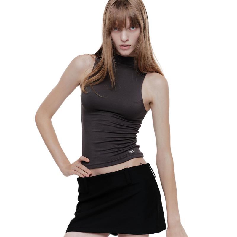 MOCK NECK CONTOUR TANK (CHARCOAL)