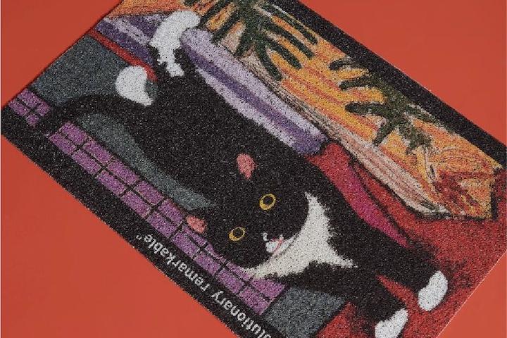 [해외] 고양이 도어매트 현관러그 고양이 발매트 코일매트 4 size - 블랙