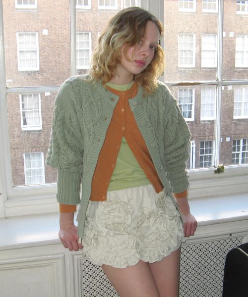 Rose Frill Mini Skirt (Cream Yellow)