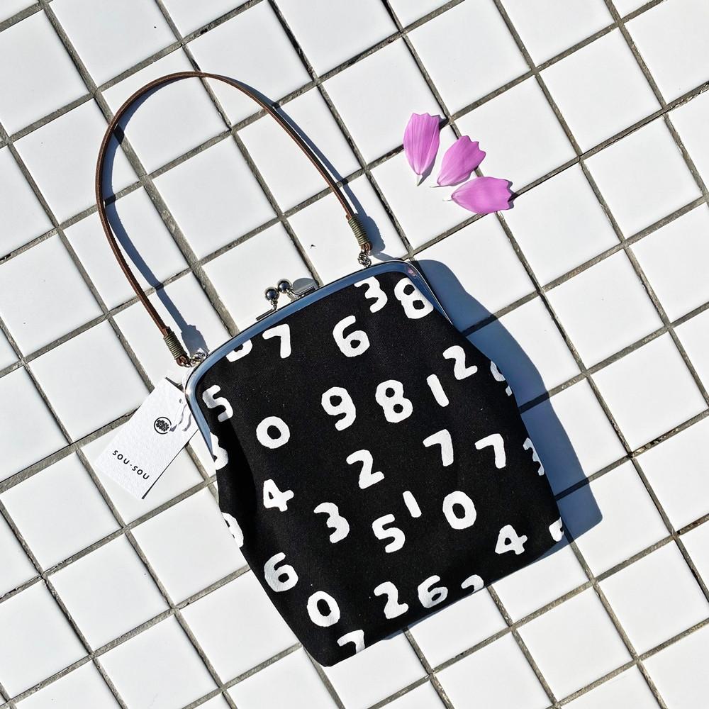 (기본35cm 토트끈포함) 소우소우 가마구치 숫자패턴 파우치 미니 숄더백
