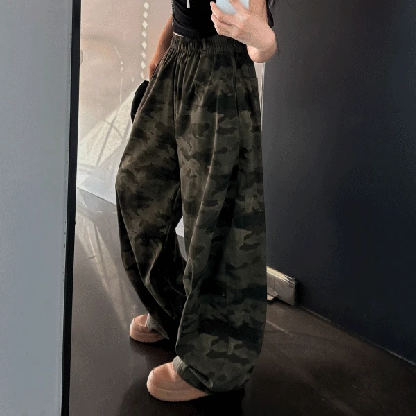 [1+1][남녀공용] 노바 카모 투윌 커브드 밴딩 와이드 팬츠