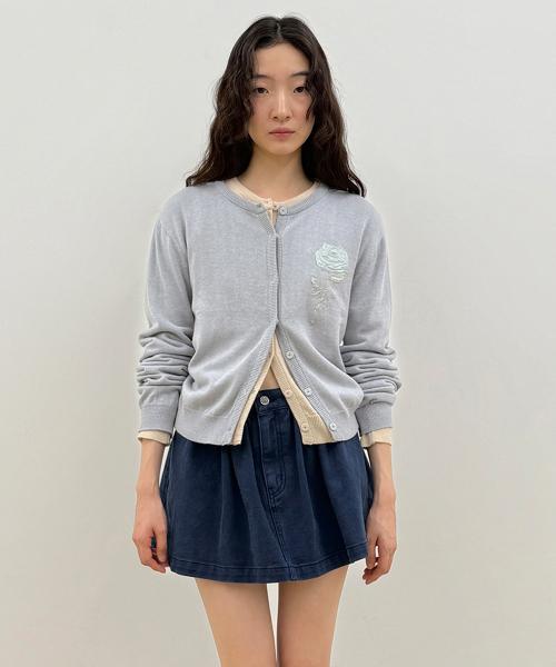 Shirred Twill Mini Skirt (Navy)