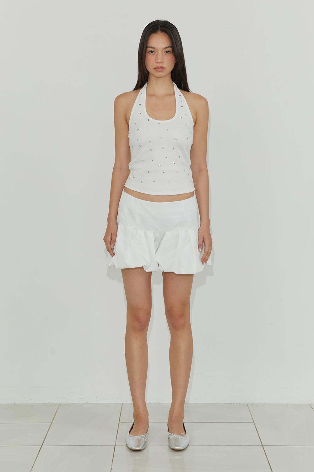 BUBBLE HEM SHORTS / IVORY
