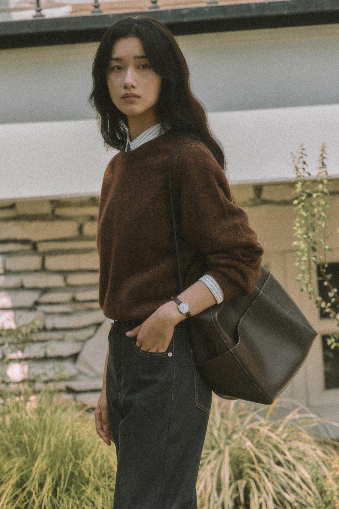 HUDSON WHOLEGARMENT ROUND KNIT_BROWN