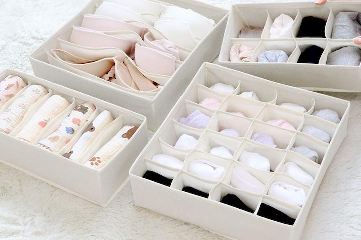 패브릭 접이식 양말 속옷 정리함 4종세트 2color(6칸+7칸+8칸+24칸)