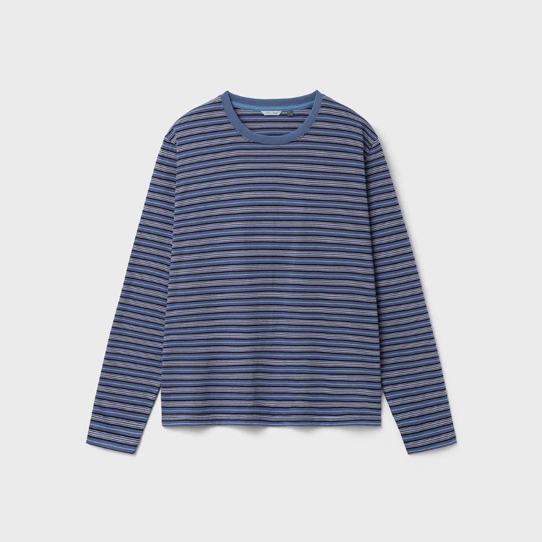 시티 그런지 스트라이프 롱 슬리브 - 멀티 인디고 블루