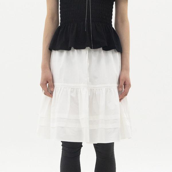 Flower Shirring Midi Skirt (Ivory)