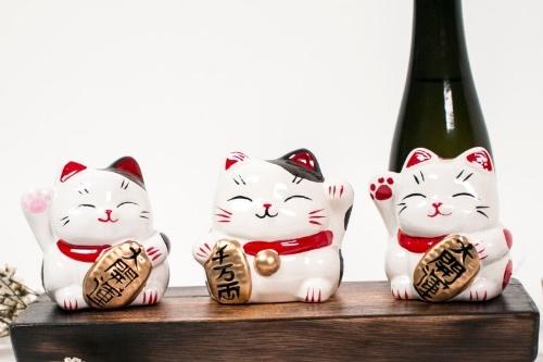 손흔드는 일본 마네키네코 복고양이 인형 저금통 3종세트