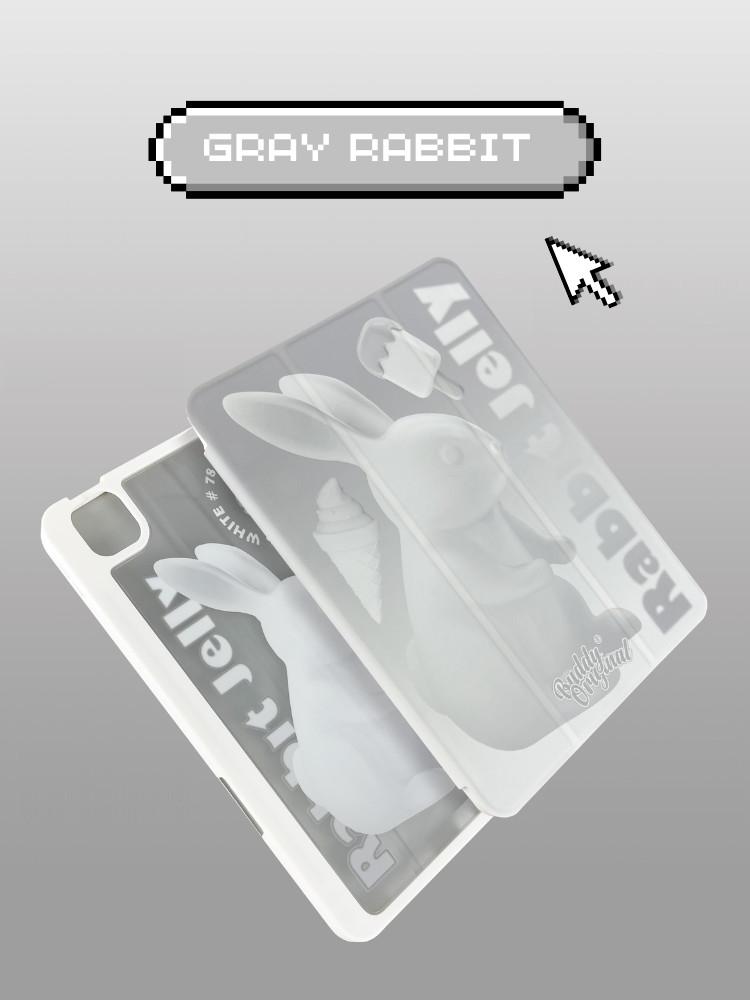 수심 Gray Rabbit Ipad Case 실버 래빗 아이패드 케이스 토끼 힙한 y2k